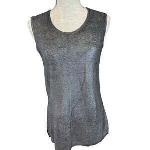Sans Pareille Sleeveless Knit Top S Cotton/Modal/Silk Blend Black & Gray Two-Ton